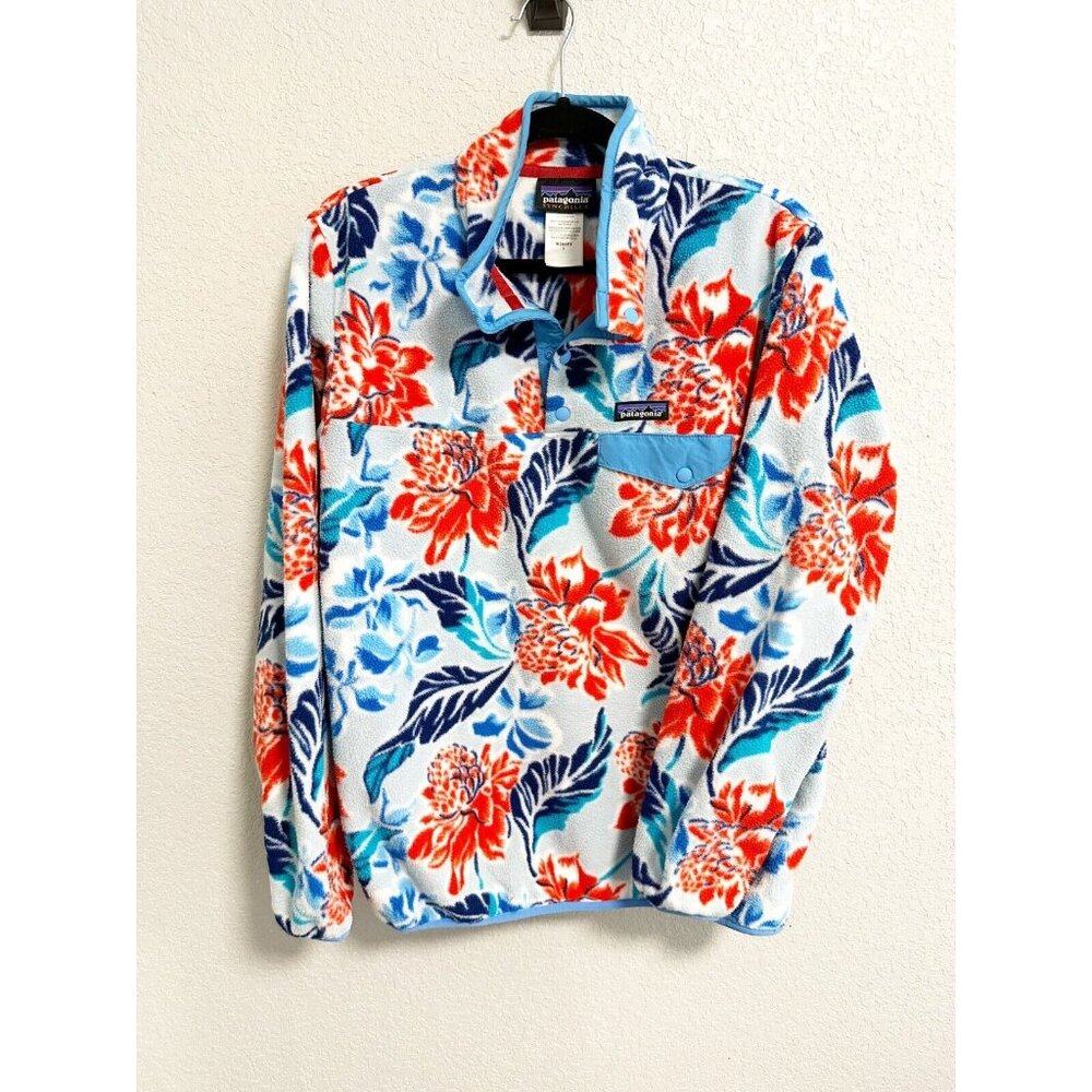 Patagonia Womens Synchilla Snap T Pullover Fleece Manoa Dusk Blue Hawaiian Large